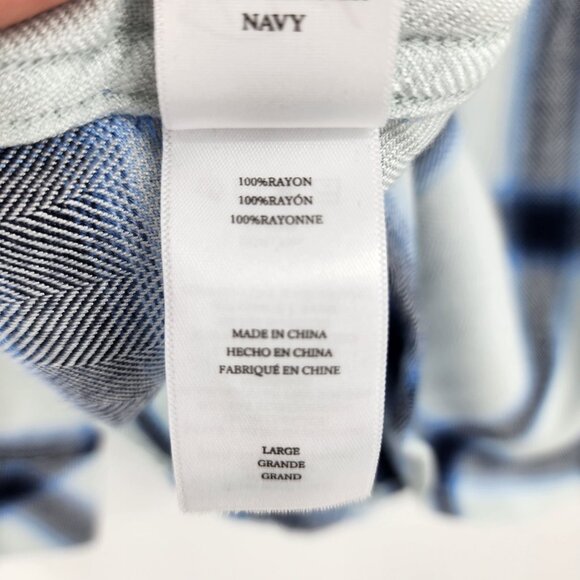 Rails Womens Hunter White Glacier Navy Plaid Rayon Button-Down Shirt Size Large - Picture 4 of 5